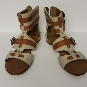 Ash leather & canvas gladiator sandals